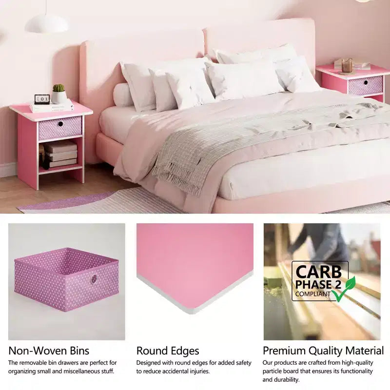 HOMLUX 2PCS Nightstand Sofa End Table Bedside Table with Bin Drawer & Open Shelf
