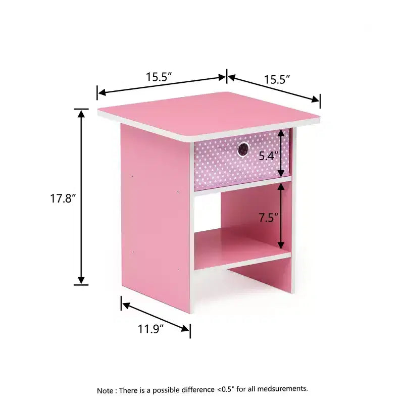 HOMLUX 2PCS Nightstand Sofa End Table Bedside Table with Bin Drawer & Open Shelf