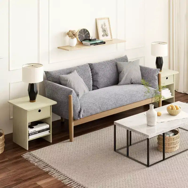 HOMLUX 2PCS Nightstand Sofa End Table Bedside Table with Bin Drawer & Open Shelf