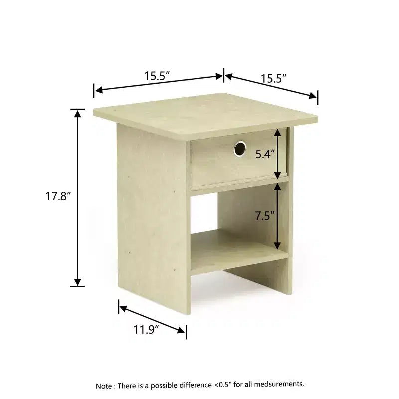 HOMLUX 2PCS Nightstand Sofa End Table Bedside Table with Bin Drawer & Open Shelf