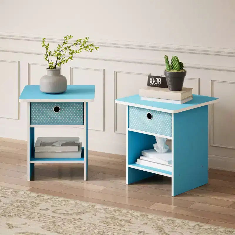 HOMLUX 2PCS Nightstand Sofa End Table Bedside Table with Bin Drawer & Open Shelf