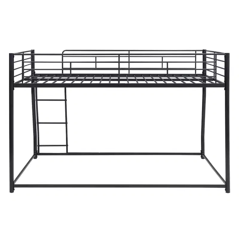 Metal Bunk Bed Twin XL over Queen Size with Ladder and High Guardrail, Heavy Duty Full Size Bunk Bed Frame for Kids Teens Adults