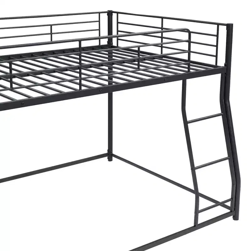 Metal Bunk Bed Twin XL over Queen Size with Ladder and High Guardrail, Heavy Duty Full Size Bunk Bed Frame for Kids Teens Adults