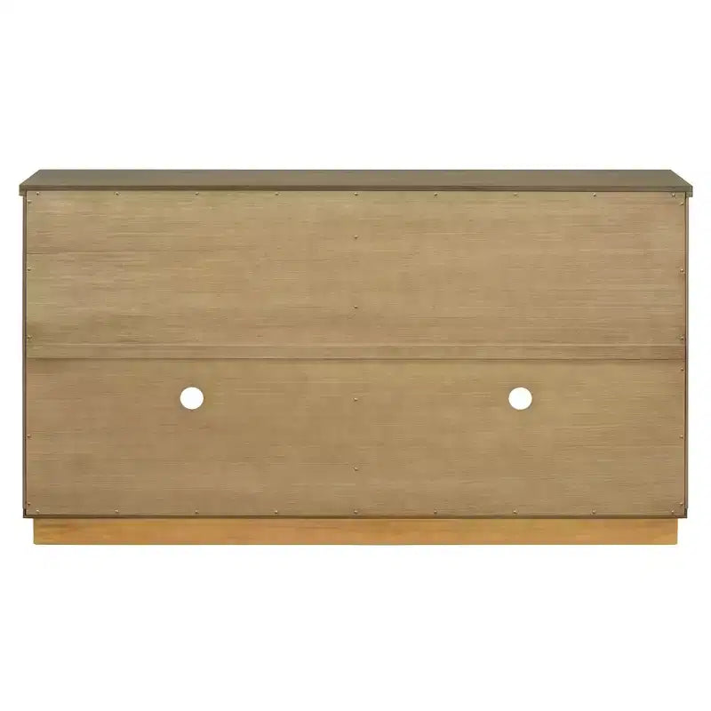 Hostack 4-Door Sideboard Cabinet with Glass Doors, Large Storage Sideboard with Adjustable Shelves for Kitchen and Dining Room, Old Pine