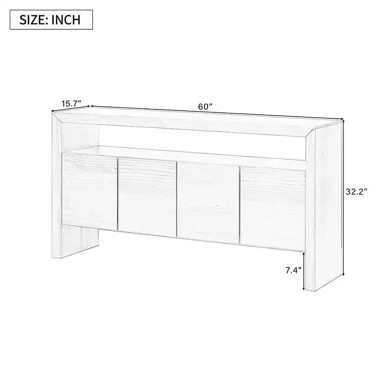 Luxystar Modern Sideboard Buffet Cabinet with 4 Door and Open Shelf Console Table, Natural