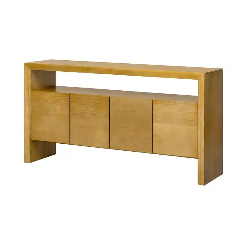 Luxystar Modern Sideboard Buffet Cabinet with 4 Door and Open Shelf Console Table, Natural