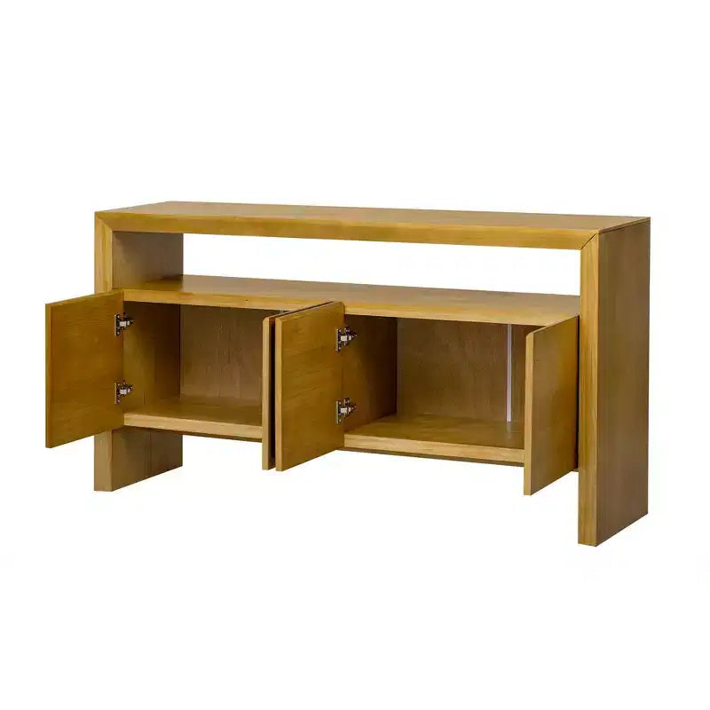 Luxystar Modern Sideboard Buffet Cabinet with 4 Door and Open Shelf Console Table, Natural