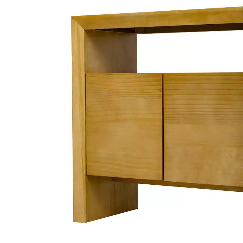 Luxystar Modern Sideboard Buffet Cabinet with 4 Door and Open Shelf Console Table, Natural