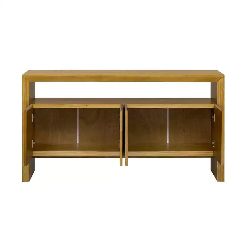 Luxystar Modern Sideboard Buffet Cabinet with 4 Door and Open Shelf Console Table, Natural