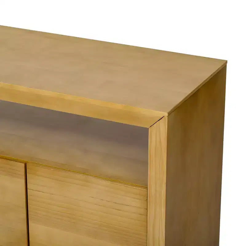 Luxystar Modern Sideboard Buffet Cabinet with 4 Door and Open Shelf Console Table, Natural
