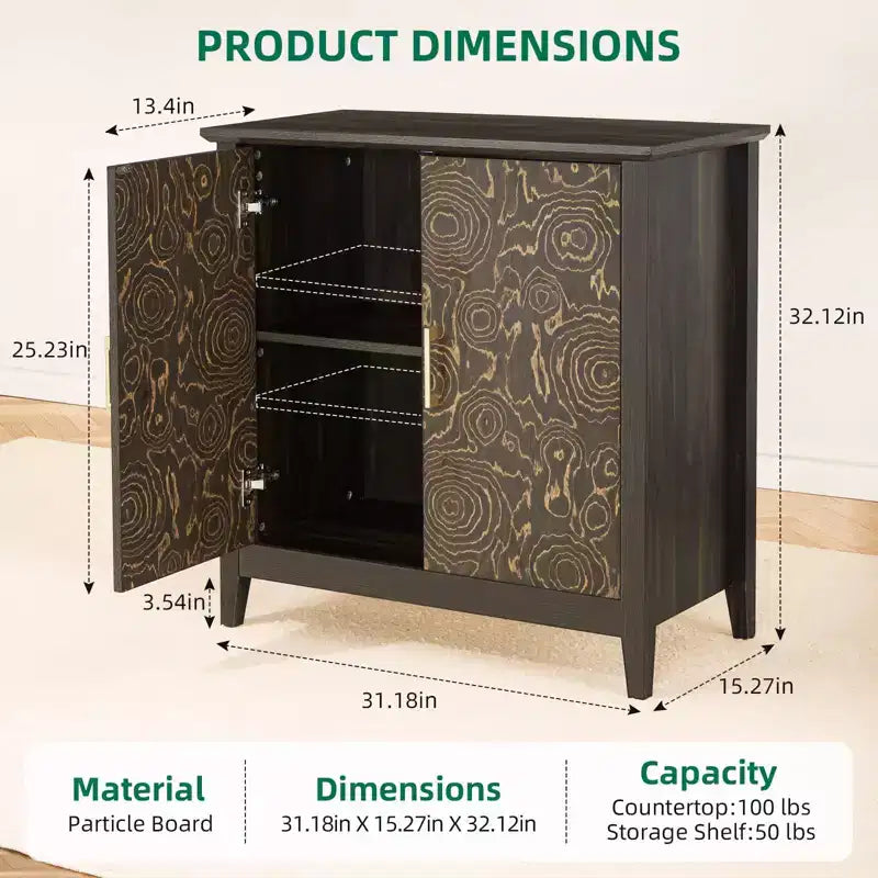 Sideboard Buffet Cabinet with Storage, Modern Storage Cabinets with Adjustable Shelves, Console Table for Kitchen Dining Room Entryway, Black