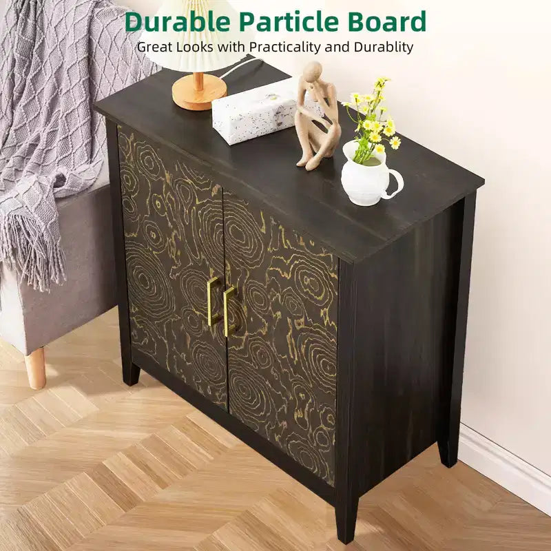 Sideboard Buffet Cabinet with Storage, Modern Storage Cabinets with Adjustable Shelves, Console Table for Kitchen Dining Room Entryway, Black