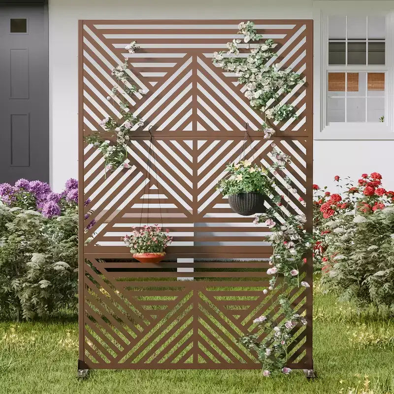 MAYEERTY Galvanized Steel Privacy Screen Outdoor and Indoor Divider Freestanding Decorative Screen for Balcony Garden 1pcs