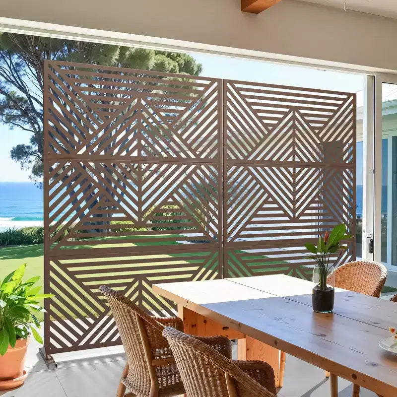 MAYEERTY Galvanized Steel Privacy Screen Outdoor and Indoor Divider Freestanding Decorative Screen for Balcony Garden 1pcs