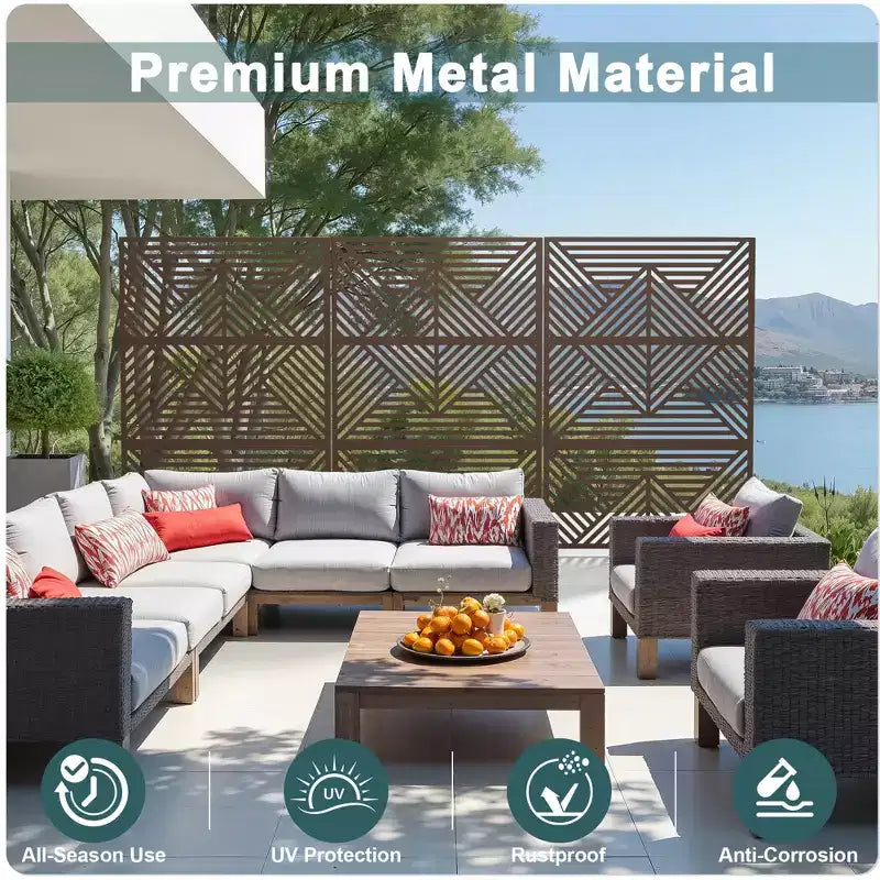 MAYEERTY Galvanized Steel Privacy Screen Outdoor and Indoor Divider Freestanding Decorative Screen for Balcony Garden 1pcs