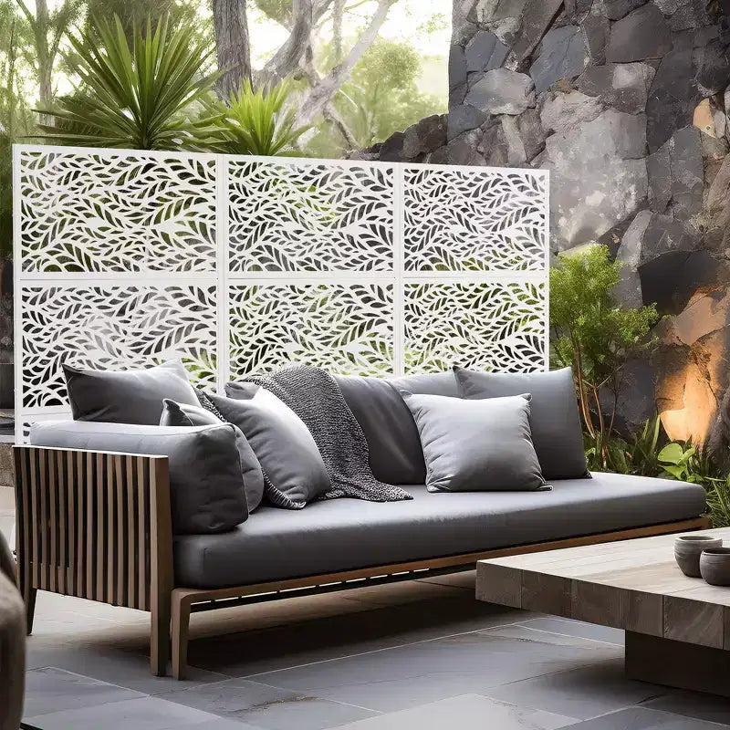 MAYEERTY Galvanized Steel Privacy Screen Outdoor and Indoor Divider Freestanding Decorative Screen for Balcony Garden 1pcs