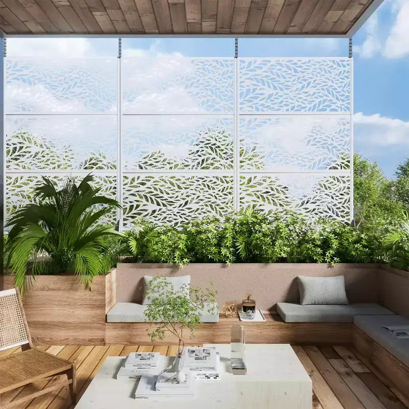 MAYEERTY Galvanized Steel Privacy Screen Outdoor and Indoor Divider Freestanding Decorative Screen for Balcony Garden 1pcs