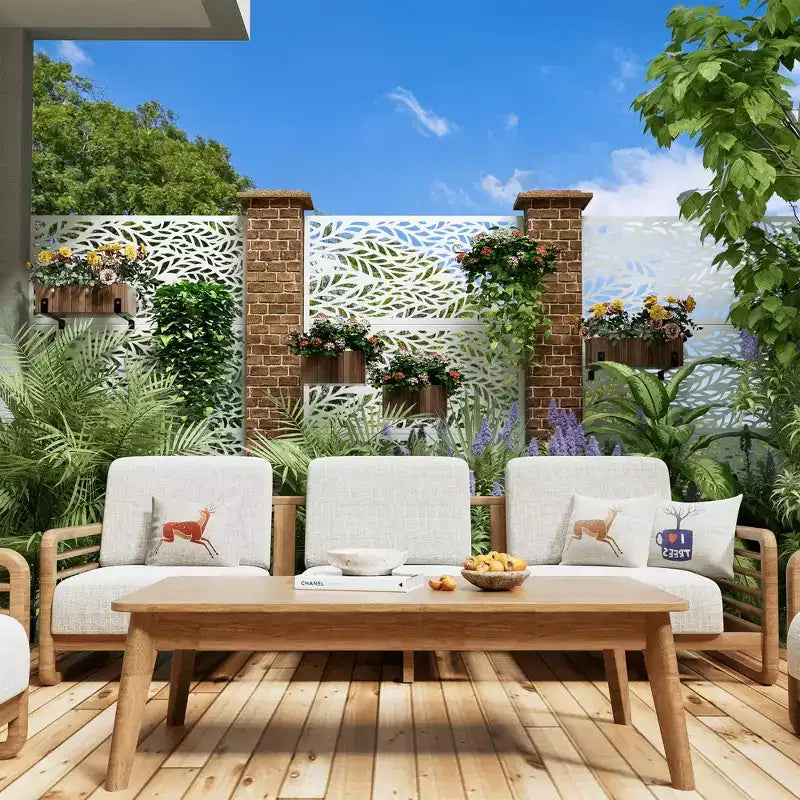 MAYEERTY Galvanized Steel Privacy Screen Outdoor and Indoor Divider Freestanding Decorative Screen for Balcony Garden 1pcs