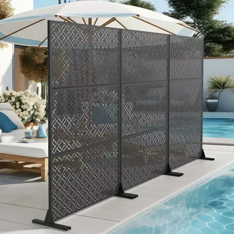 MAYEERTY Galvanized Steel Privacy Screen Outdoor and Indoor Divider Freestanding Decorative Screen for Balcony Garden 1pcs