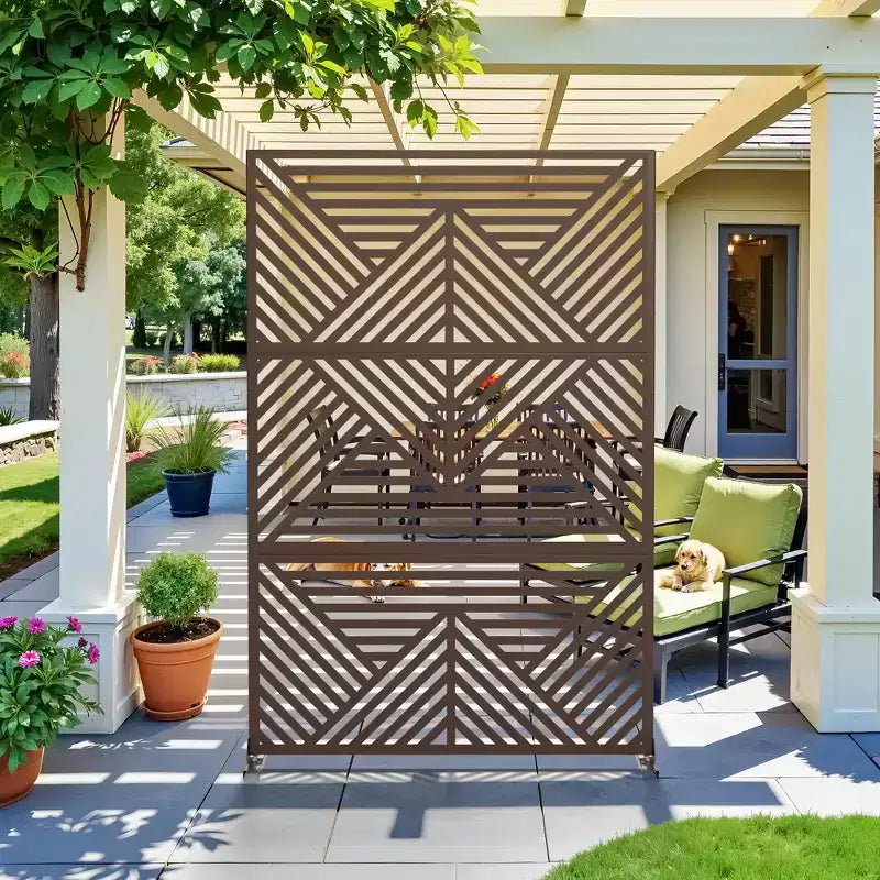 MAYEERTY Galvanized Steel Privacy Screen Outdoor and Indoor Divider Freestanding Decorative Screen for Balcony Garden 1pcs