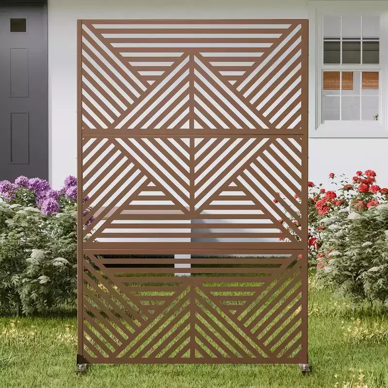 MAYEERTY Galvanized Steel Privacy Screen Outdoor and Indoor Divider Freestanding Decorative Screen for Balcony Garden 1pcs