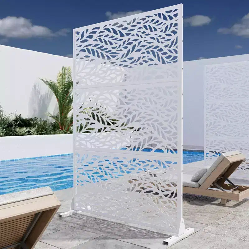 MAYEERTY Galvanized Steel Privacy Screen Outdoor and Indoor Divider Freestanding Decorative Screen for Balcony Garden 1pcs