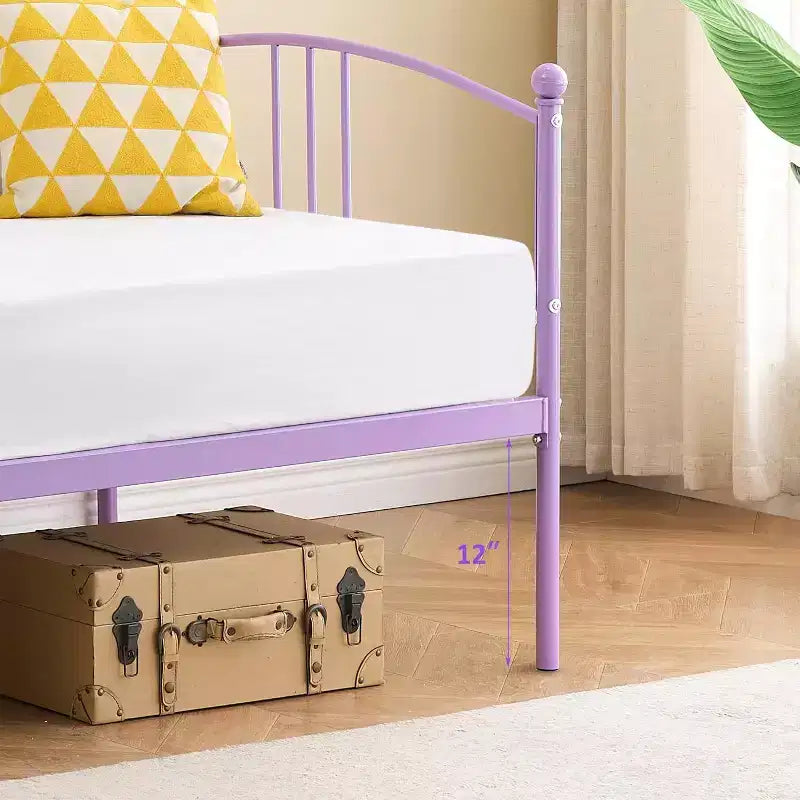 Acekool Metal Daybed with Trundle, Arched Headboard, Sofa Bed Frame for Living Room and Guest Room, Twin Size