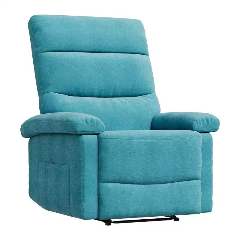 GustoWave Fabric Manual Recliner with Side Pocket, Adjustable Single Sofa with Ergonomic Back Support for Nursery