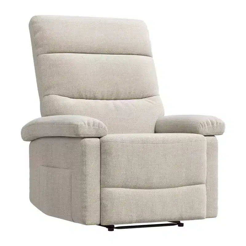 GustoWave Fabric Manual Recliner with Side Pocket, Adjustable Single Sofa with Ergonomic Back Support for Nursery