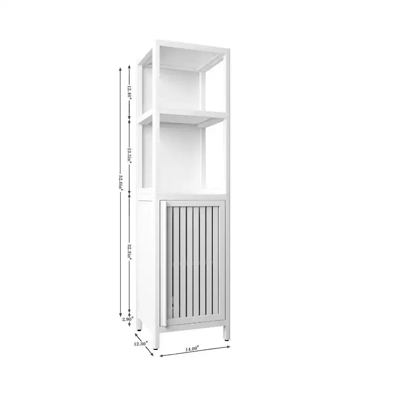 Okak Bamboo Bathroom Storage Cabinet, Multifunctional Freestanding Cabinet with 2 Shelves&1 Door, Bathroom & Kitchen Organizer