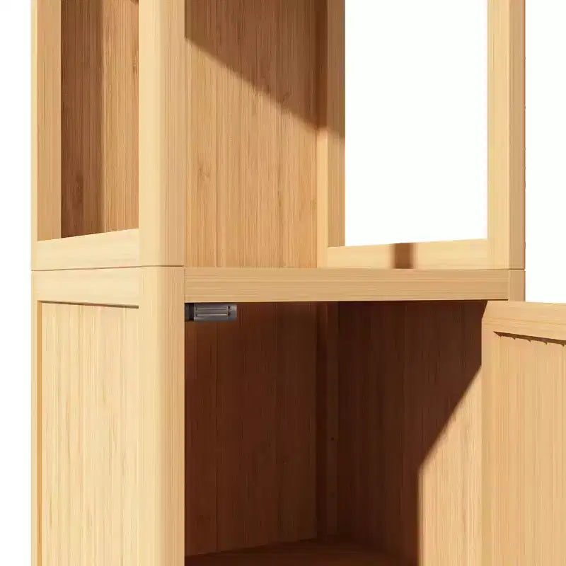 Okak Bamboo Bathroom Storage Cabinet, Multifunctional Freestanding Cabinet with 2 Shelves&1 Door, Bathroom & Kitchen Organizer