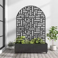 MAYEERTY Planter Box with Trellis Iron Black Arch Helen Street 01 Style 72x35x16in 3-Piece Set