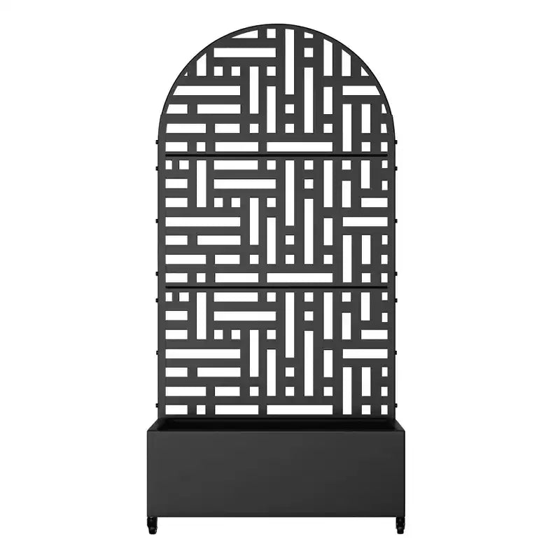 MAYEERTY Planter Box with Trellis Iron Black Arch Helen Street 01 Style 72x35x16in 3-Piece Set