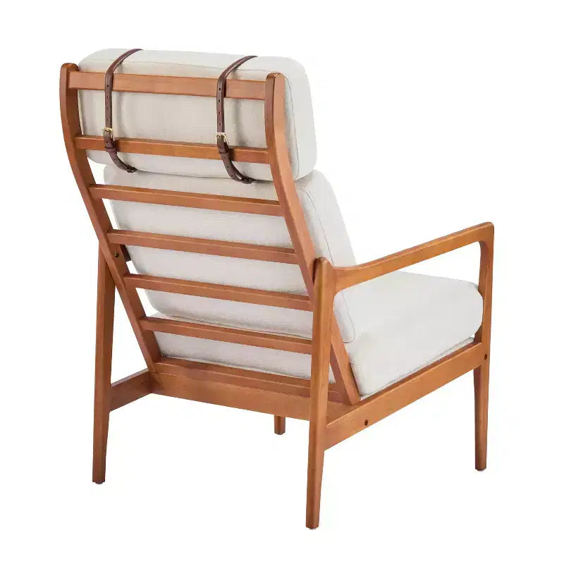 Homy Casa Mid-Century Modern Accent Chair with Solid Wood Frame and Padded Cushions, for Living Room or Reading Corner, Beige