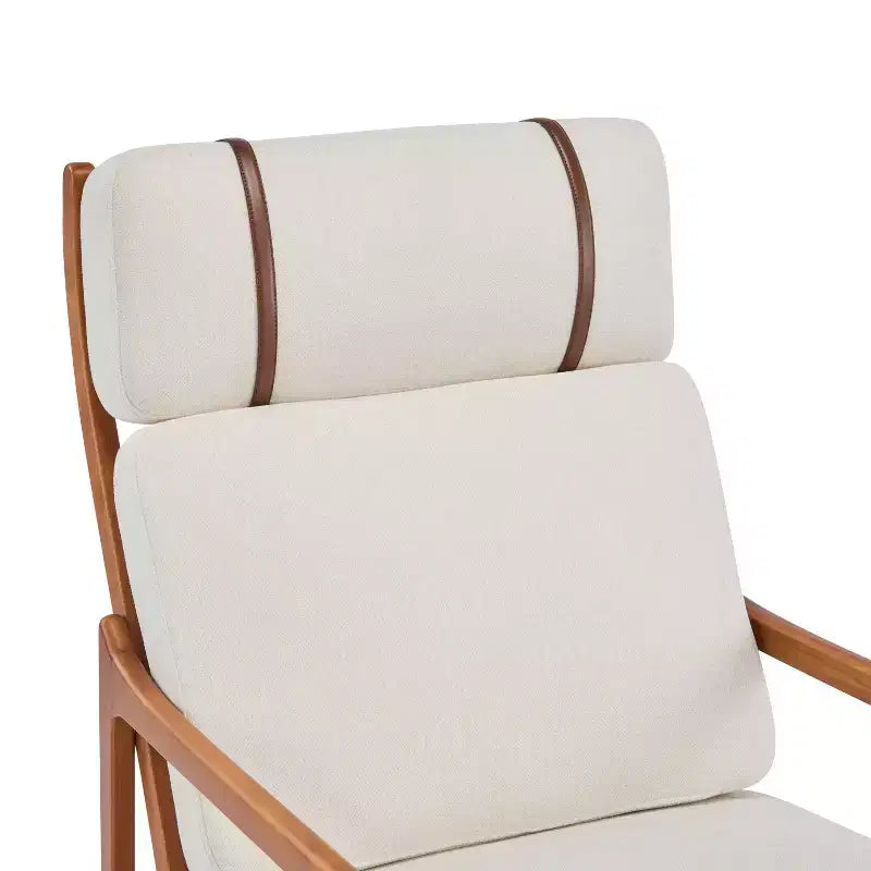 Homy Casa Mid-Century Modern Accent Chair with Solid Wood Frame and Padded Cushions, for Living Room or Reading Corner, Beige