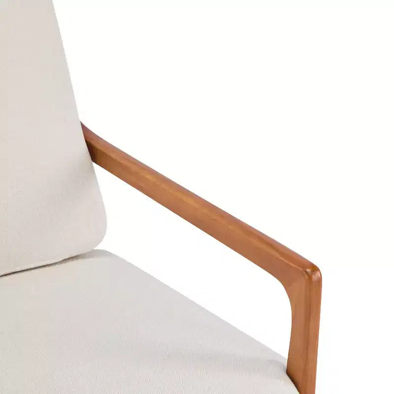 Homy Casa Mid-Century Modern Accent Chair with Solid Wood Frame and Padded Cushions, for Living Room or Reading Corner, Beige