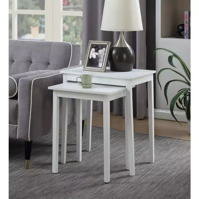 HomeStock 26.25 in.H White Color Rectangle Wood Table Top End Table 1 -piece