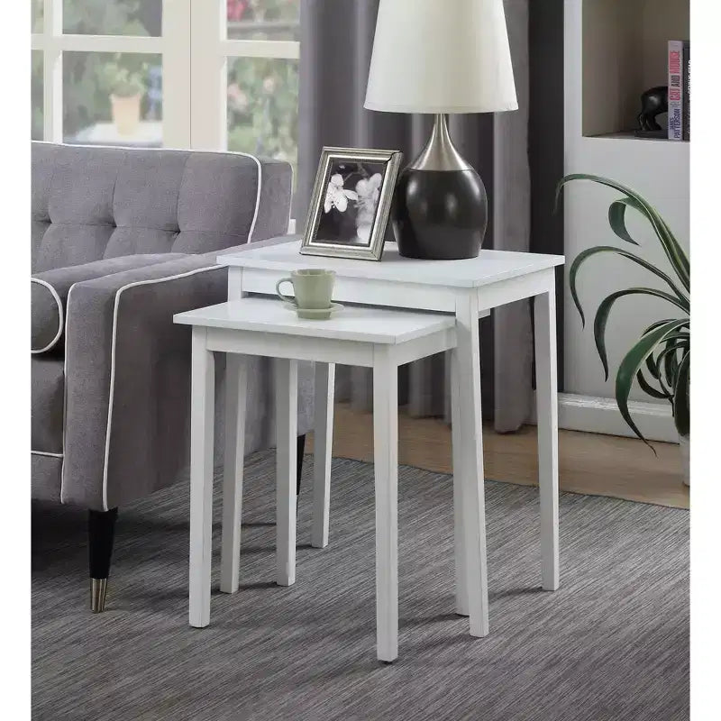 HomeStock 26.25 in.H White Color Rectangle Wood Table Top End Table 1 -piece