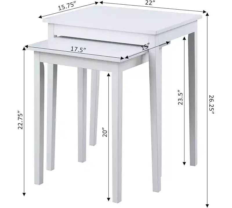 HomeStock 26.25 in.H White Color Rectangle Wood Table Top End Table 1 -piece
