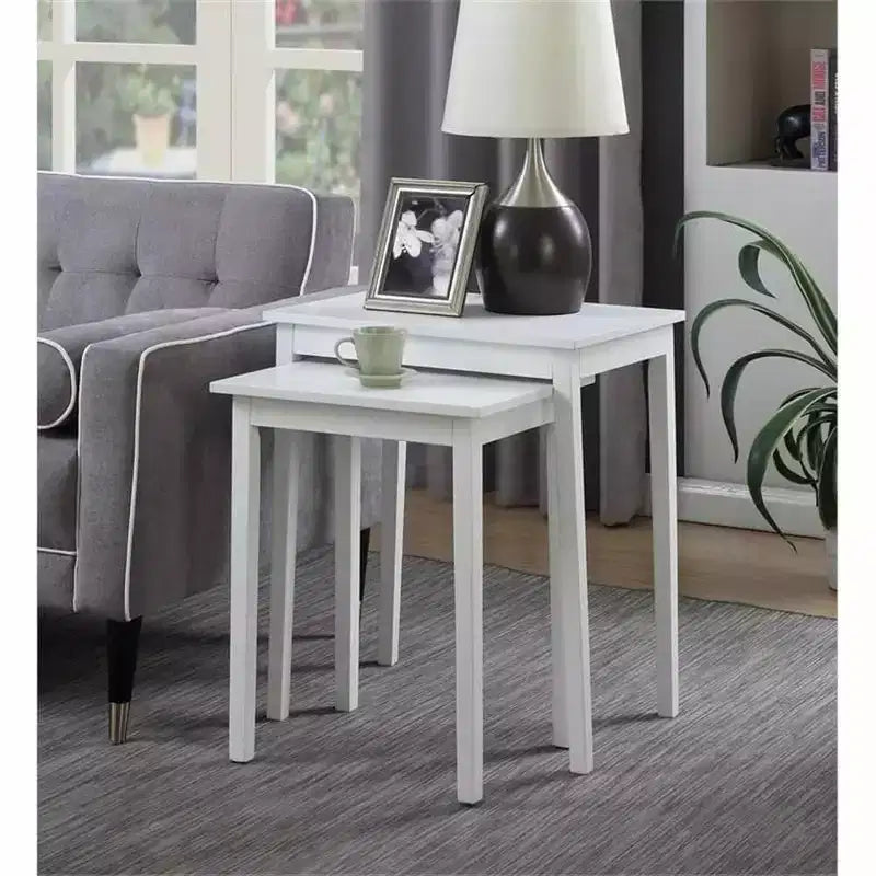 HomeStock 26.25 in.H White Color Rectangle Wood Table Top End Table 1 -piece