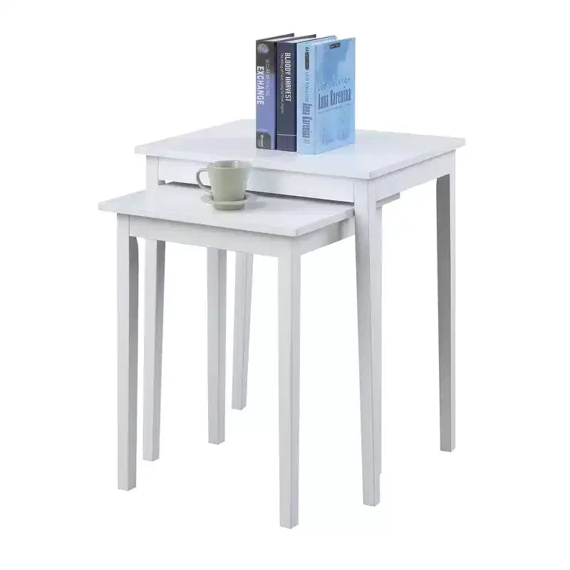 HomeStock 26.25 in.H White Color Rectangle Wood Table Top End Table 1 -piece