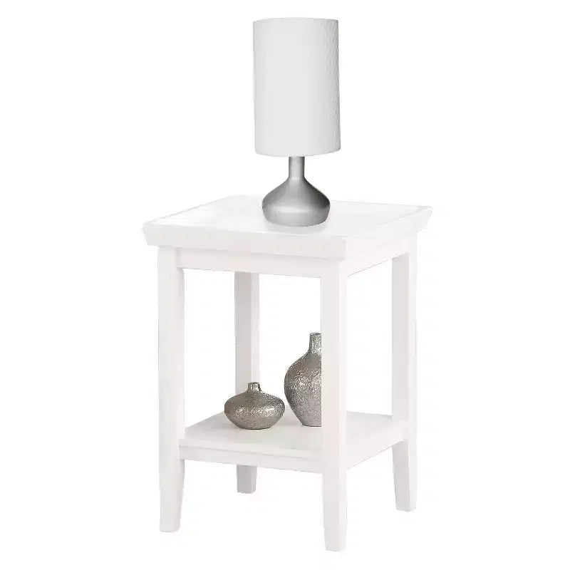 HomeStock 26 in.H White Color Rectangle Wood Table Top End Table 1 -piece