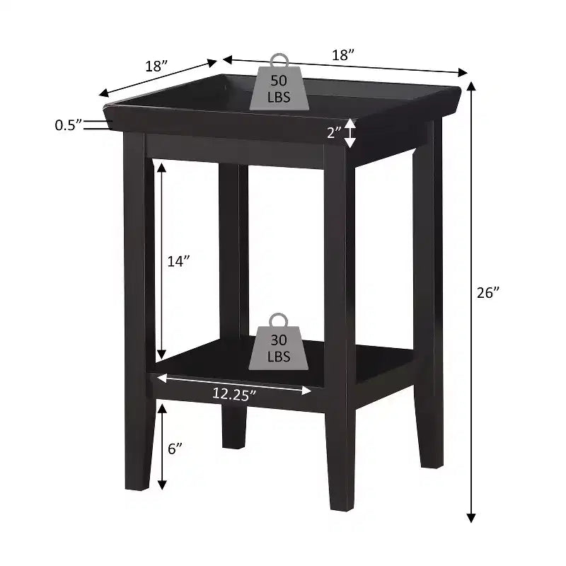 HomeStock 26 in.H White Color Rectangle Wood Table Top End Table 1 -piece