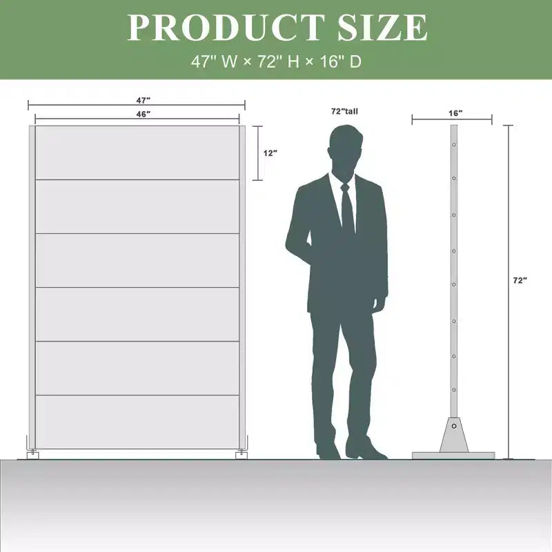 MAYEERTY 7247 in Metal Outdoor Patio Privacy Screen Freestanding Room Divider Partition for Indoor, White