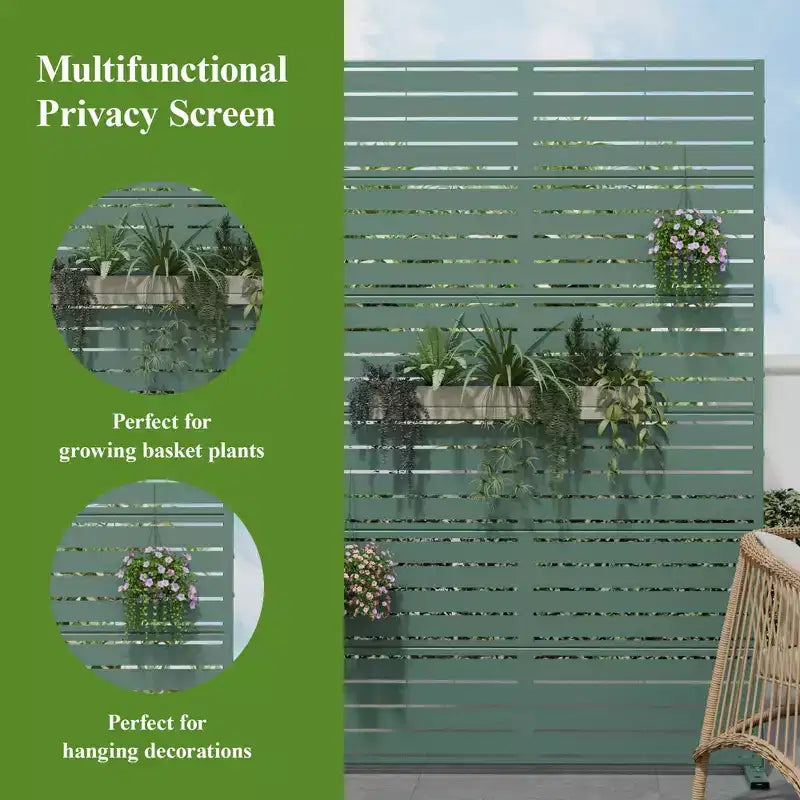 MAYEERTY 7247 in Metal Outdoor Patio Privacy Screen Freestanding Room Divider Partition for Indoor, White