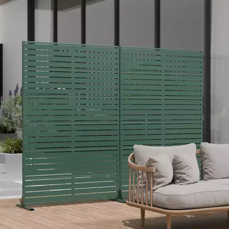 MAYEERTY 7247 in Metal Outdoor Patio Privacy Screen Freestanding Room Divider Partition for Indoor, White