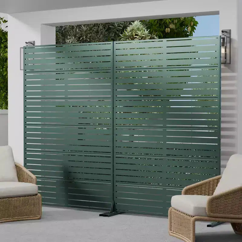 MAYEERTY 7247 in Metal Outdoor Patio Privacy Screen Freestanding Room Divider Partition for Indoor, White