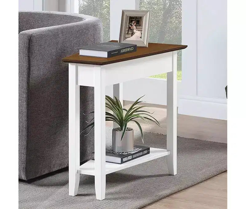 HomeStock Belmont Round End Table with Bottom Shelf, Elegant Side Table Featuring Curved Legs, Stylish Accent Table for Living Room Storage