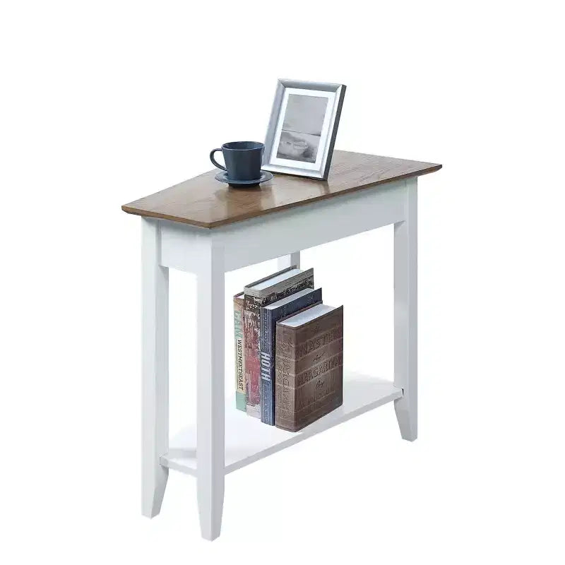 HomeStock Belmont Round End Table with Bottom Shelf, Elegant Side Table Featuring Curved Legs, Stylish Accent Table for Living Room Storage