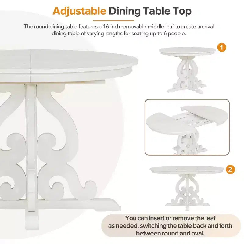GDFStudio Ford 5 Piece Dining Set with Extendable Table and Upholstered Chairs